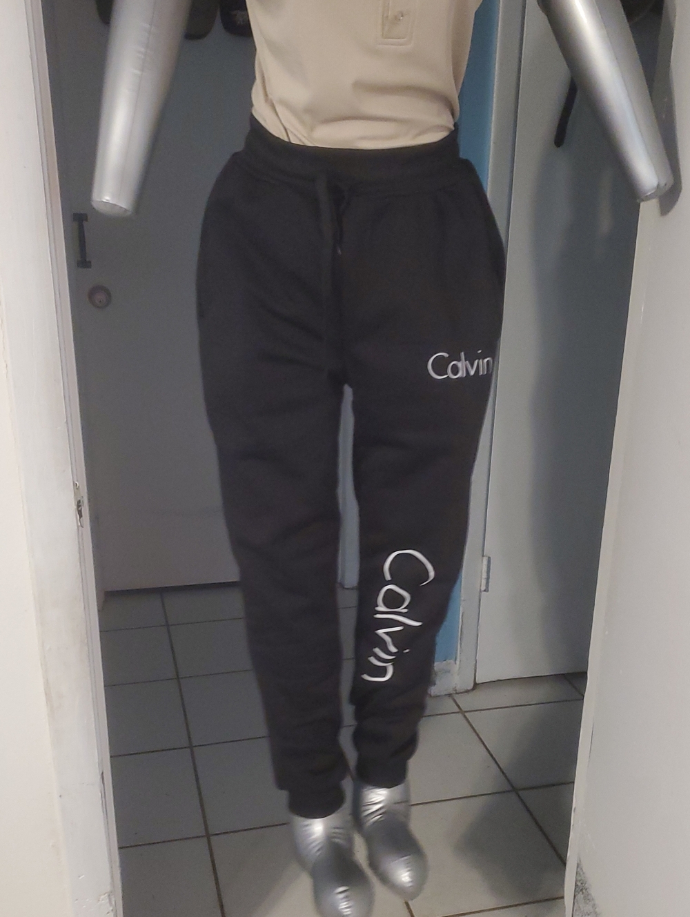 Calvin Klein Black Sweatpants with White Logo